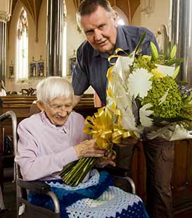 Mary Boylen presented with bouquet to celebrate her 102nd birthday